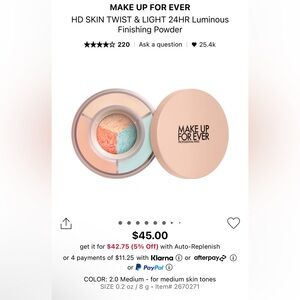 Makeup Forever Sealed/New in Box HD Skin Twist & Light Loose Powder 2.0 Medium